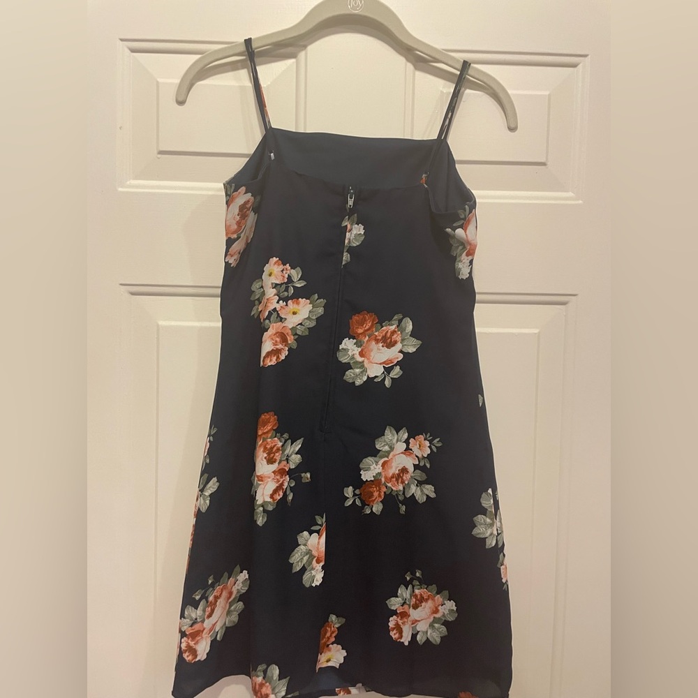 Blue floral spaghetti strap dress